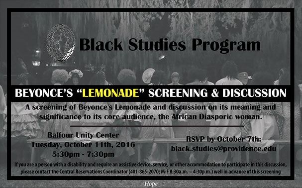 Beyonce's Lemonade screening flyer